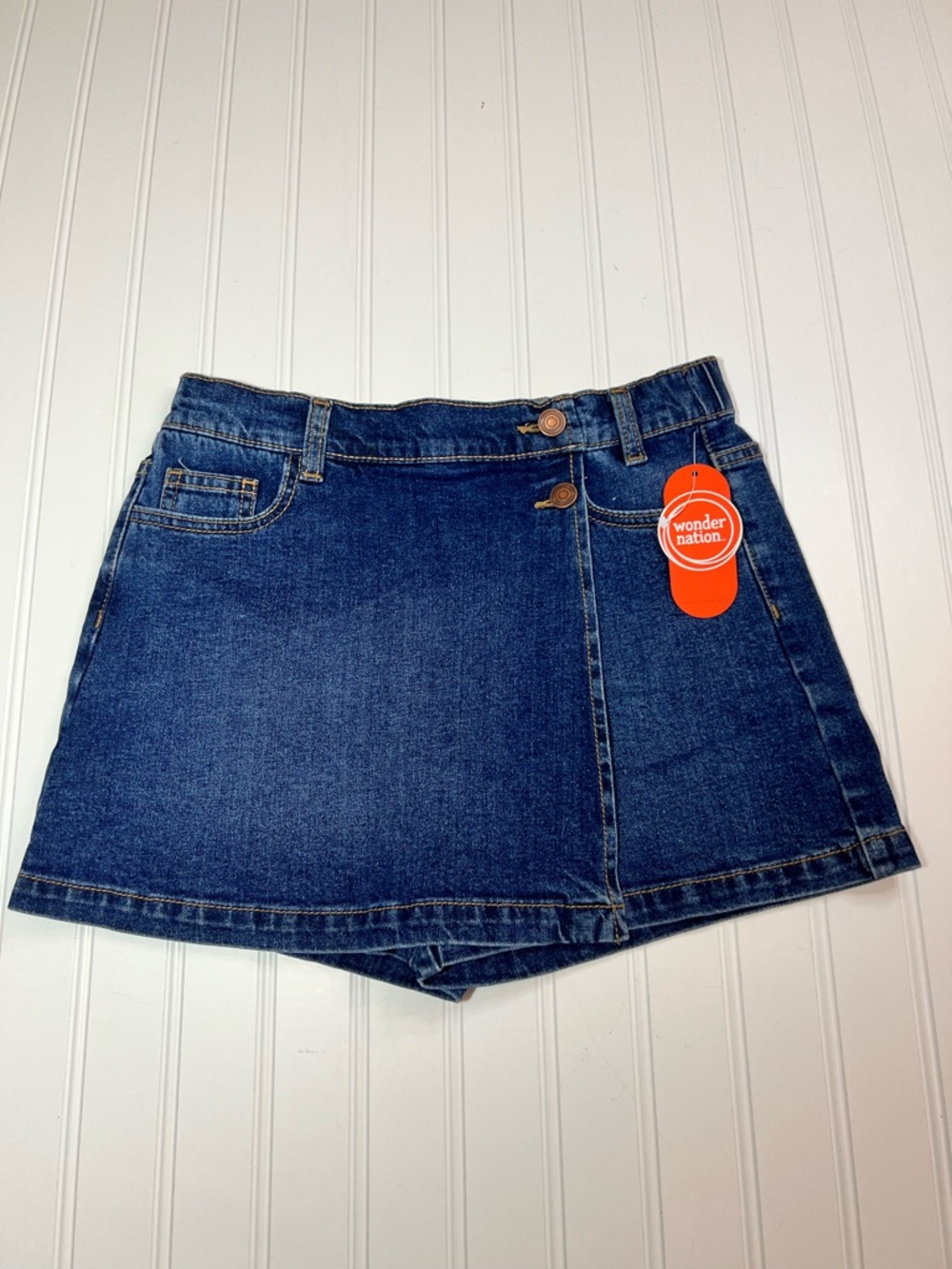 Girls Skorts Size L 10/12 Blue Denim Skirt Shorts NWT